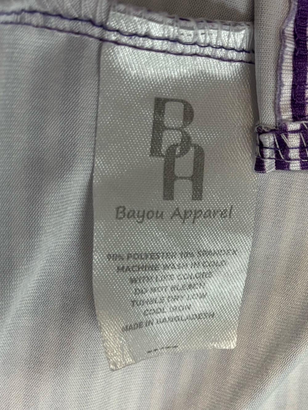 Bayou Apparel LSU Striped Polo size large - Picture 5 of 5